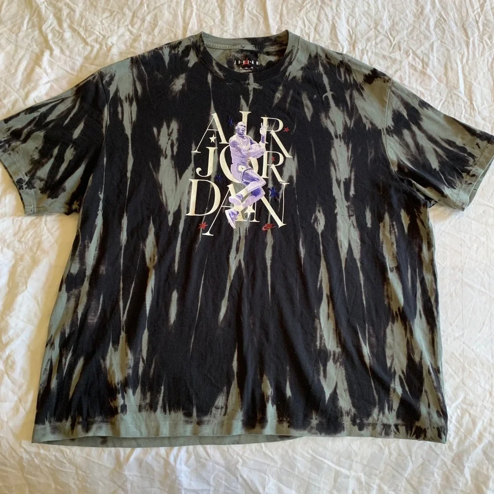 NIKE Air Jordan Retro Sport DNA 85 Men 3XL Black Gray Tie Dye Graphic T-Shirt